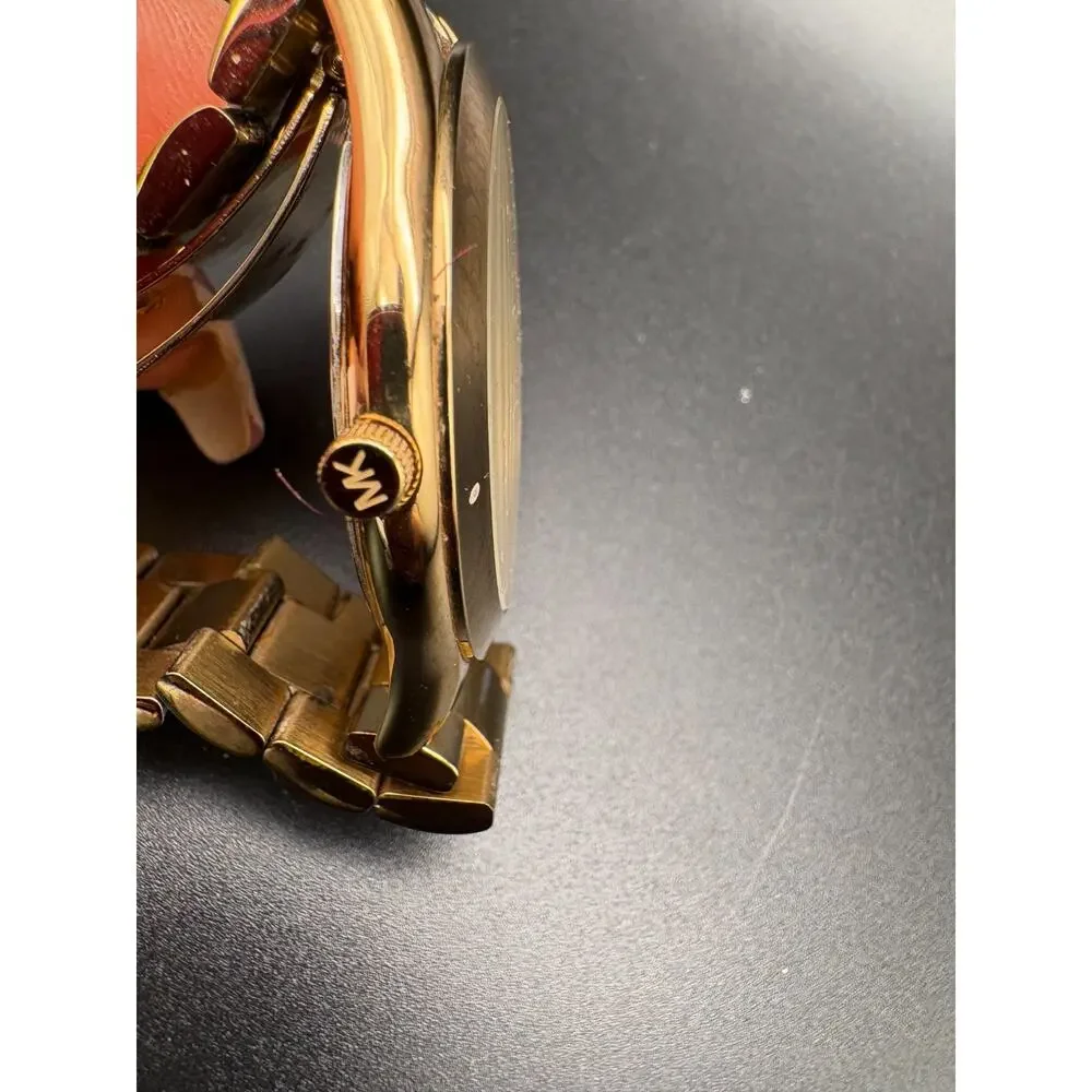 Michael Kors Slim Runway MK3590 Gold toned Stainless Steel Watch (needs battery)